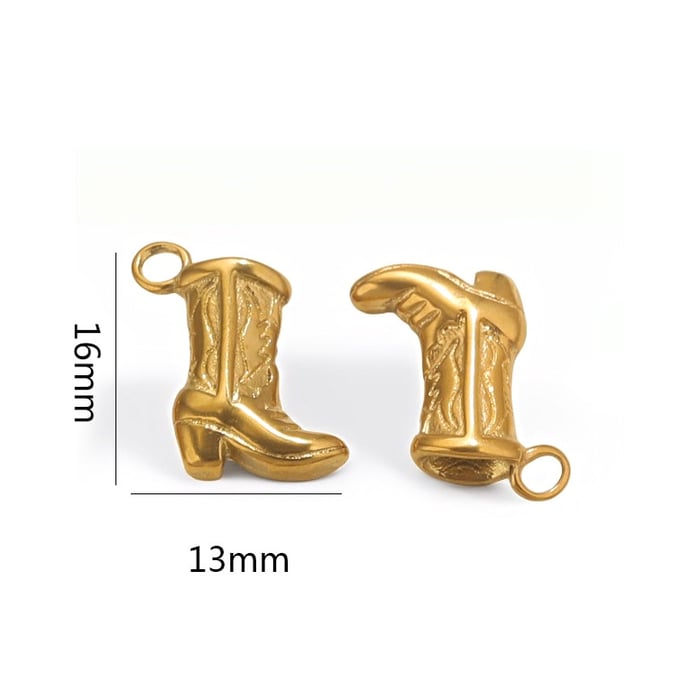 1 Piece Simple Retro Style Boot Shape Stainless Steel  Gold Color Women's Pendant 